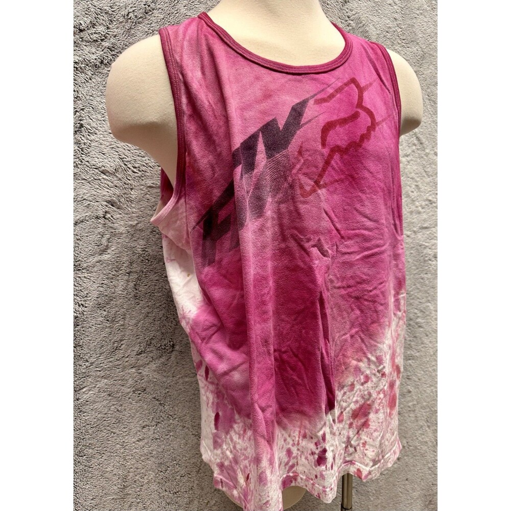 Fox Racing Tank Top XXL Pink Tie Dye Logo Graphic Vintage Y2K Motocross - Picture 5 of 11